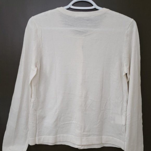 White BCBG Paris Beaded Buttoned Cardigan in M - Picture 4 of 5